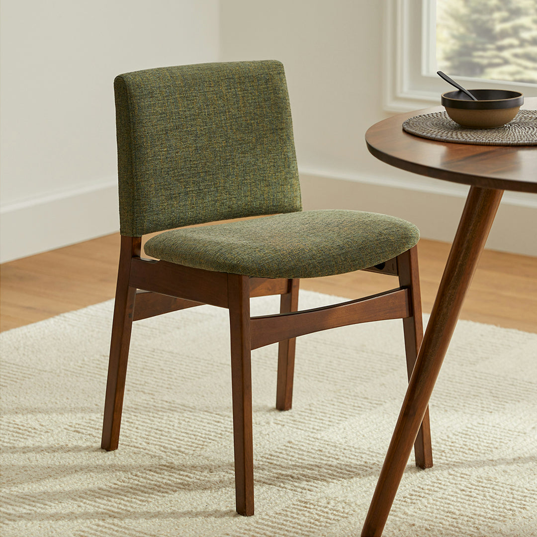 Nosh Hemlock Green Walnut Dining Chair Set Of 2