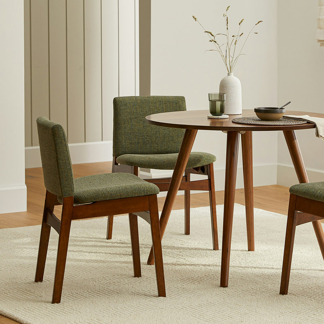 Nosh Hemlock Green Walnut Dining Chair Set Of 2