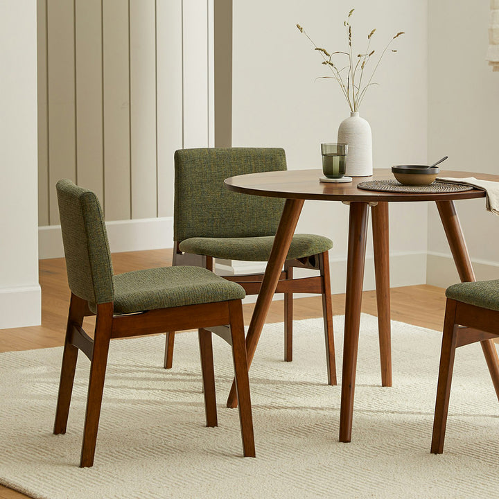 Nosh Hemlock Green Walnut Dining Chair Set Of 2
