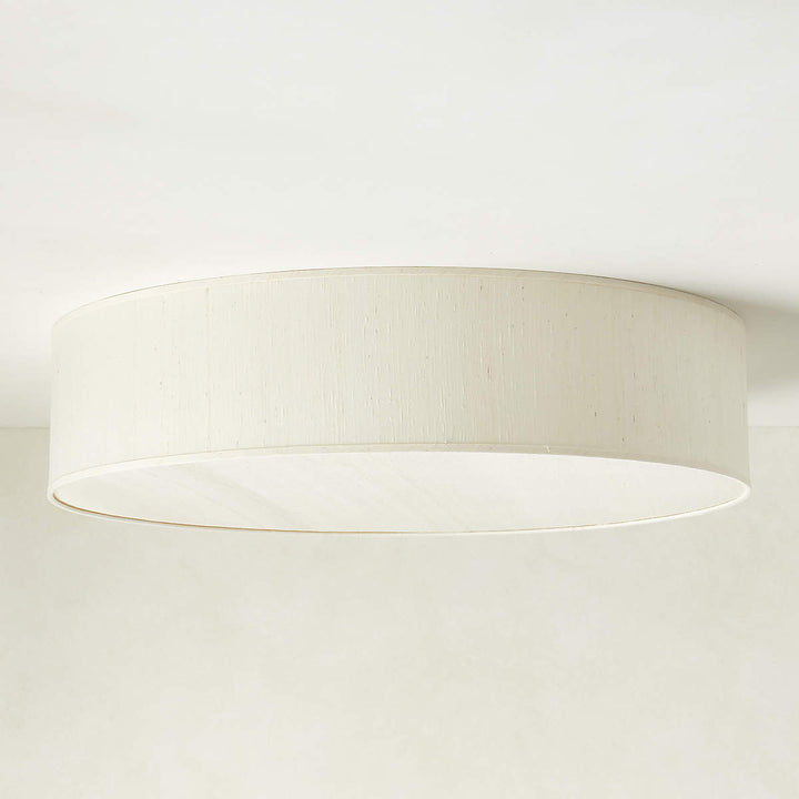 BOUM RAW SILK DRUM FLUSH MOUNT LIGHT 34