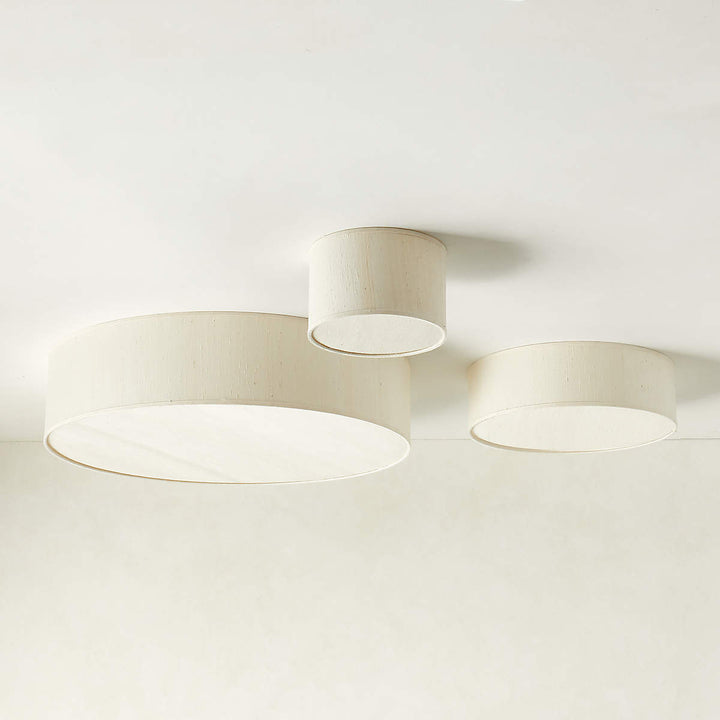 BOUM RAW SILK DRUM FLUSH MOUNT LIGHT 34