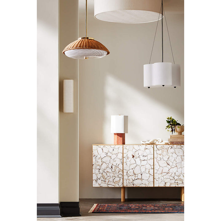 BOUM RAW SILK DRUM FLUSH MOUNT LIGHT 34