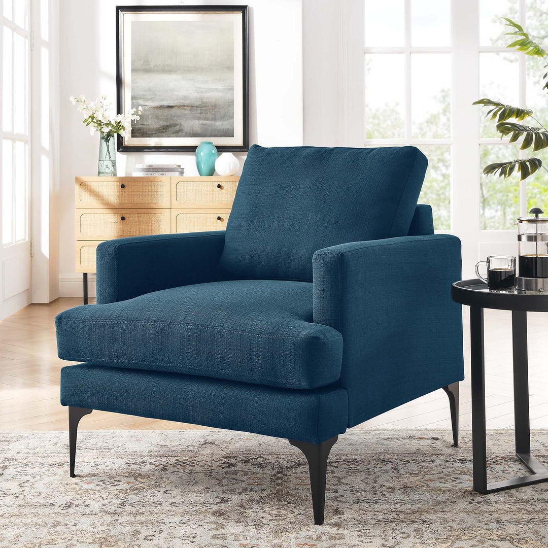 Moreva Upholstered Fabric Armchair Azure