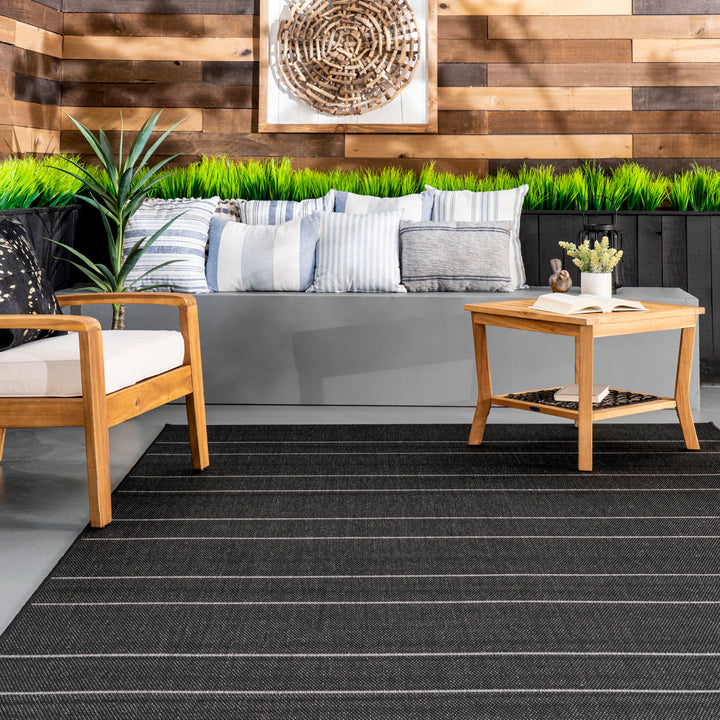 Randall Striped Machine Woven / Power Loomed Indoor/Outdoor Patio Rug Union Rustic Rug Size: Square 8'