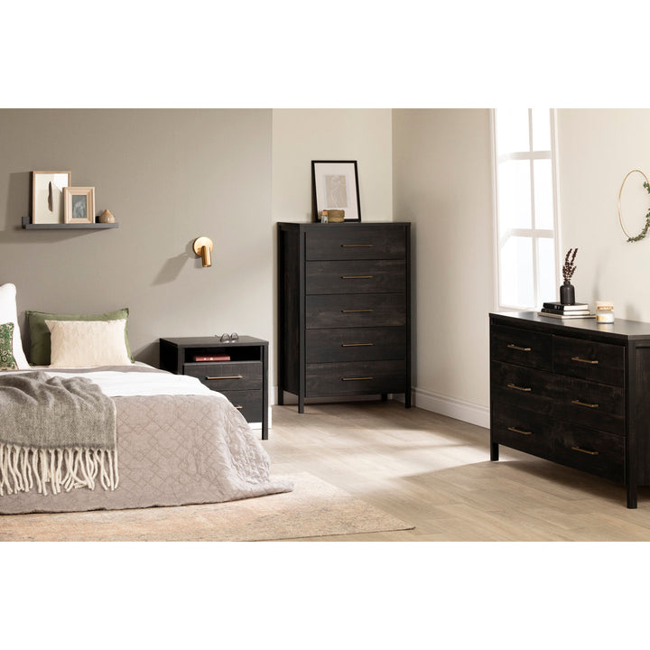 Gravity 2 - Drawer Nightstand South Shore Color: Rubbed Black