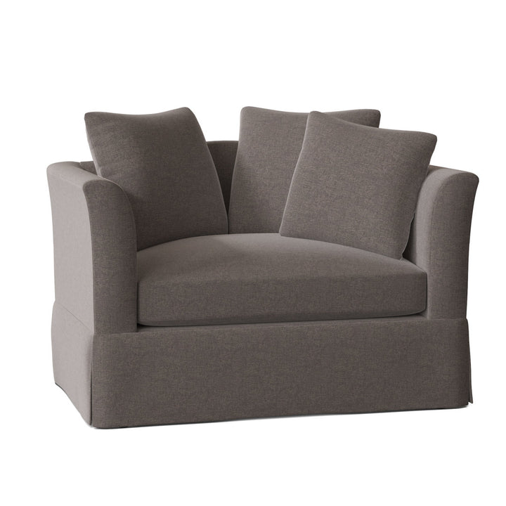 Charlene 50" Wide Armchair Highland Dunes Body Fabric: Judson Mica, Throw Pillow Fabric: Gilda Ocean