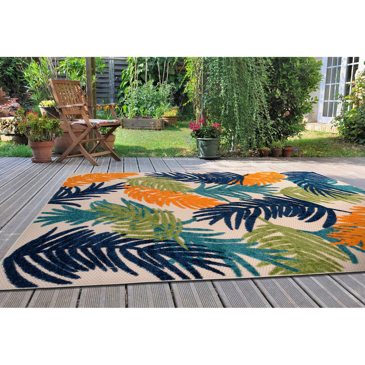 Hernandez Floral Blue/Green/Orange Indoor & Outdoor Area Rug Beachcrest Home™ Rug Size: Rectangle 7'10" x 10'