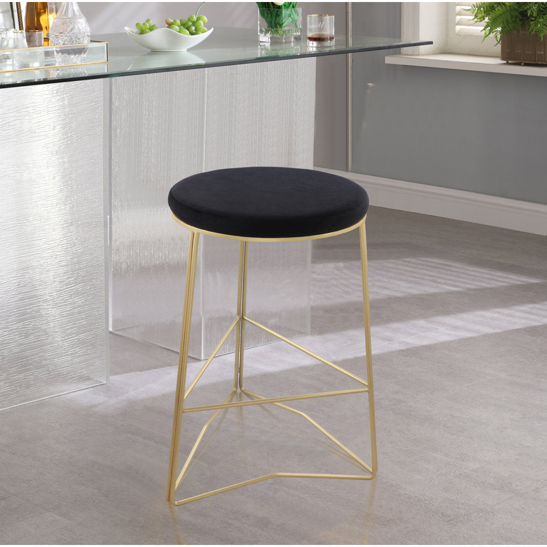 Whorton Counter & Bar Stool Everly Quinn Seat Color: Living Black Velvet Seat Height: Counter Height (26.5" Seat Height)