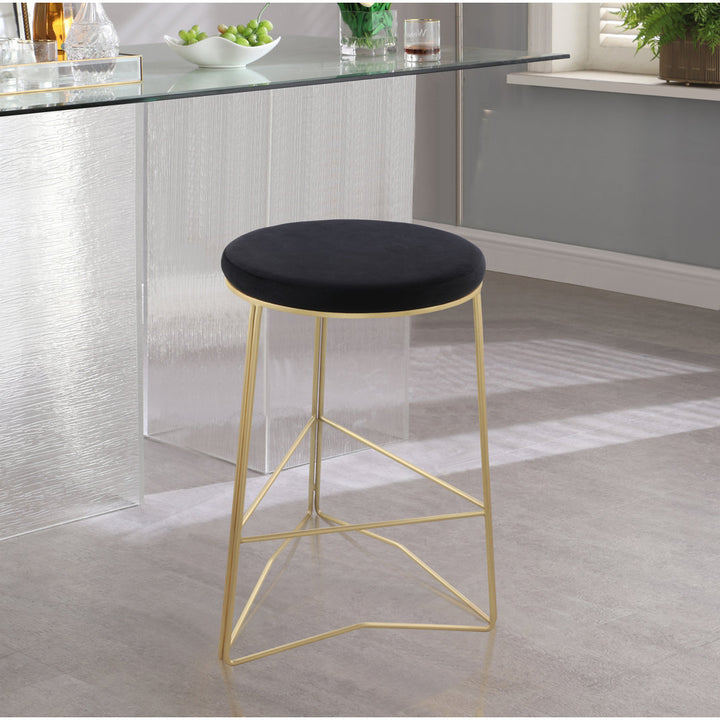 Whorton Counter & Bar Stool Everly Quinn Seat Color: Living Black Velvet Seat Height: Counter Height (26.5" Seat Height)
