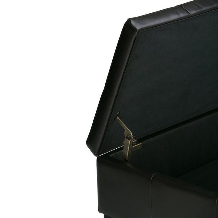 Dover Square Coffee Table Storage Ottoman,Assembled Simpli Home Fabric: Tanners Brown