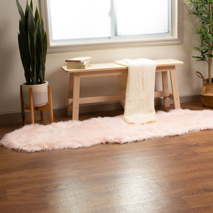 Diller Soft Pink Faux Sheepskin Fur Machine Washable Shag Fluffy Area Rug Willa Arlo™ Interiors Rug Size: Runner 2' x 6'