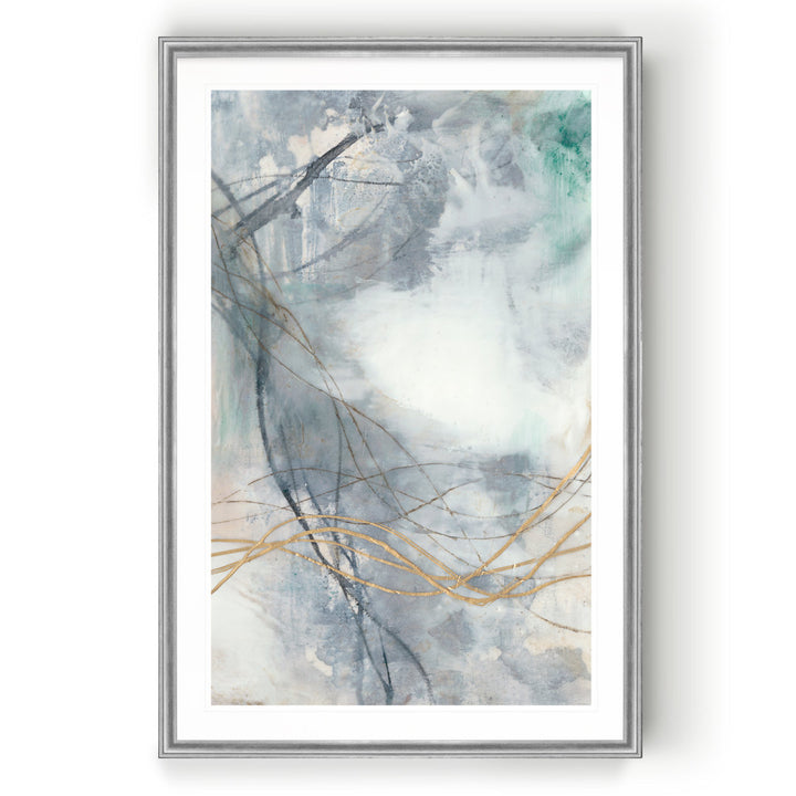 Undulating Oro II - Painting Print on Canvas Etta Avenue™ Size: 22.5" H x 30.5" W x 1.5" D Format: Silver Framed