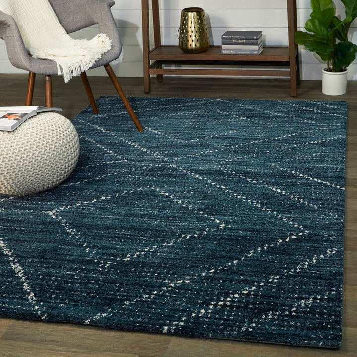 Beveridge Geometric Dark Blue Area Rug Mercury Row® Rug Size: Rectangle 7'10" x 10'