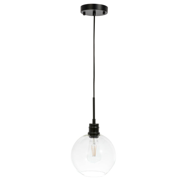 Hammel 1 - Light Single Globe Pendant Wade Logan® Size: 14.8" H x 12.5" W x 12.5" D Finish: Black