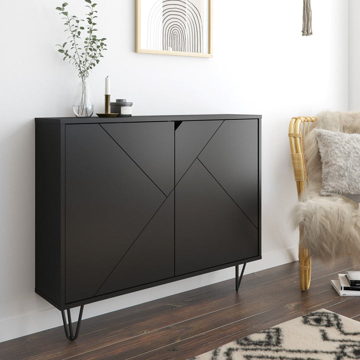 Azerion 2 - Door Accent Cabinet Wade Logan® Color: Black
