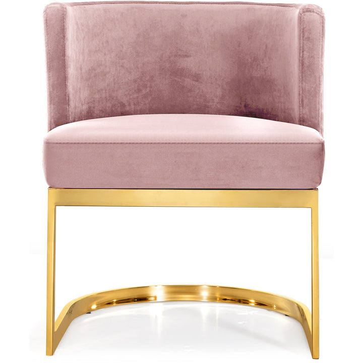 Barnier Wingback Arm Chair Everly Quinn Upholstery Color: Plush Pink, Leg Color: Gold