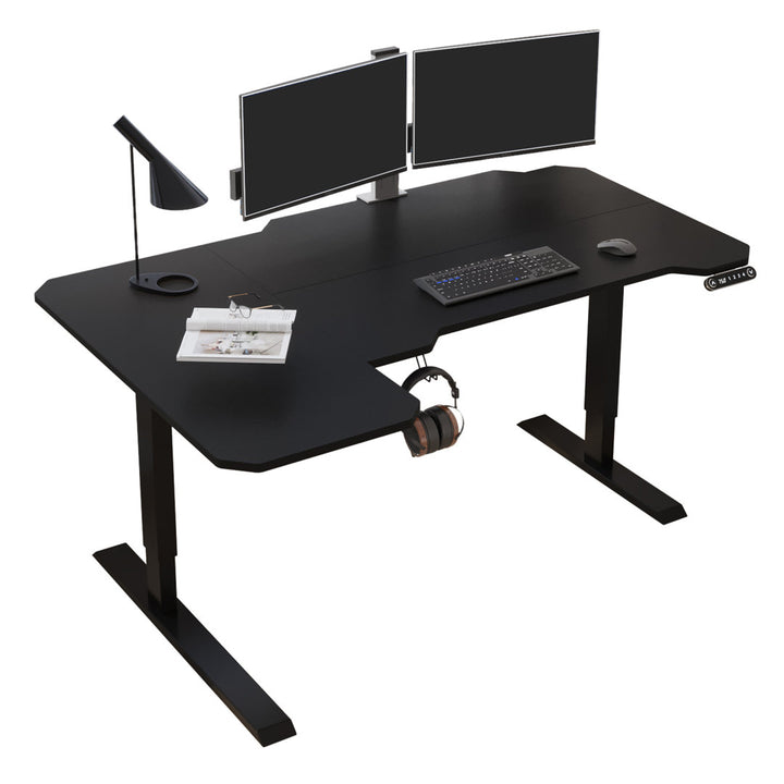 Daycia Height Adjustable L-Shape Standing Desk Inbox Zero Finish: Black