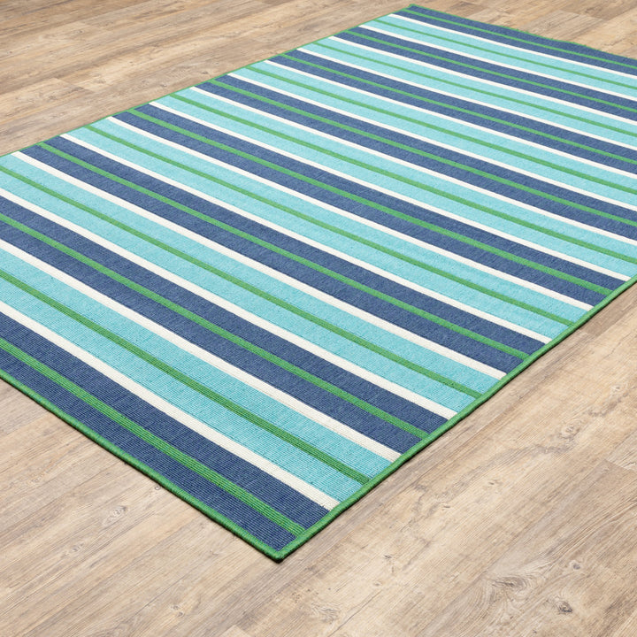 Deltana Striped Blue/Green Indoor/Outdoor Area Rug Lark Manor™ Rug Size: Rectangle 7'10" x 10'10"