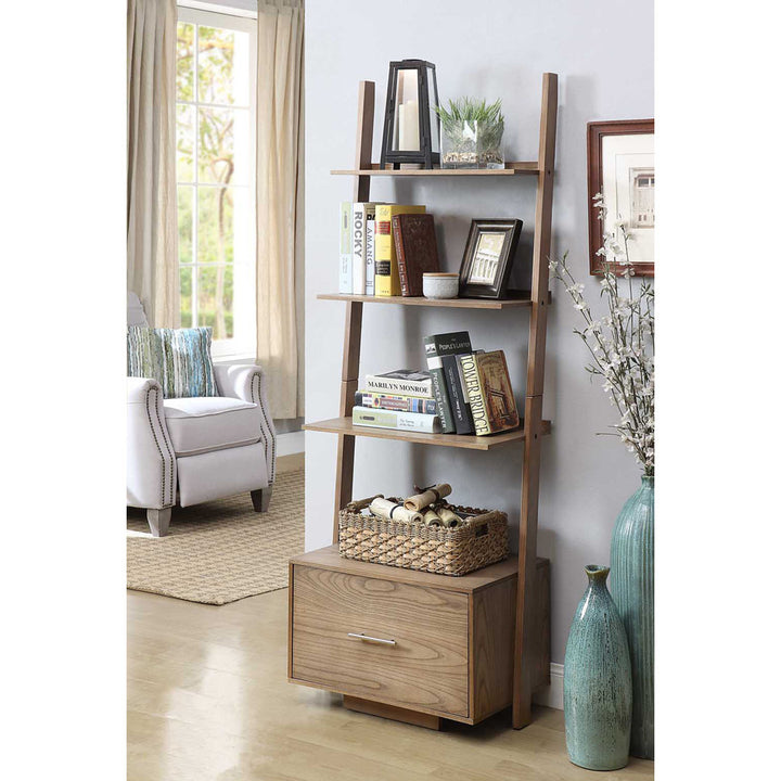 69'' H x 24.75'' W Solid Wood Ladder Bookcase Ebern Designs Color: Driftwood
