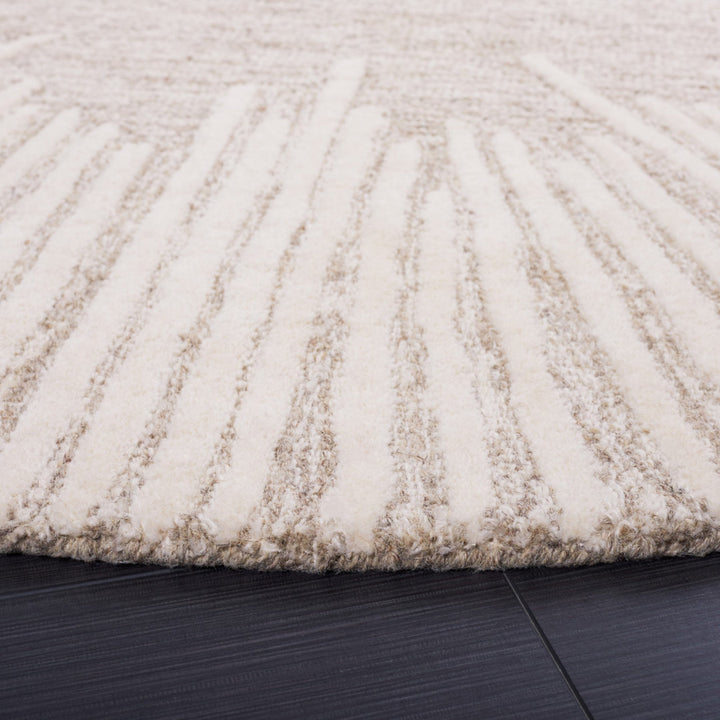 Antonyio Abstract Handmade Tufted Area Rug in Natural/Ivory Wade Logan® Rug Size: Round 6'