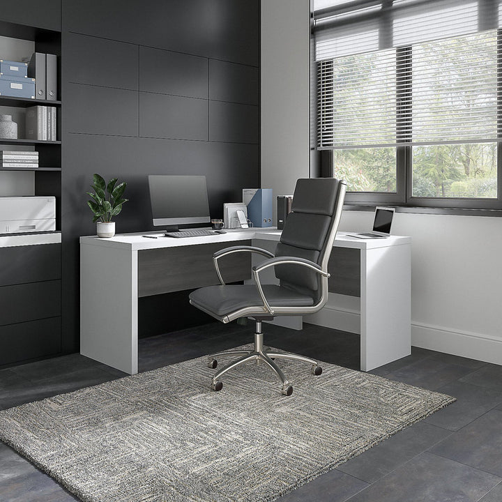 Echo L-Shape Desk Bush Business Furniture Color: Pure White Modern Gray