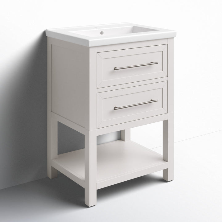 Bickley 24" Single Bathroom Vanity with Ceramic Top Beachcrest Home™ Base Finish: White