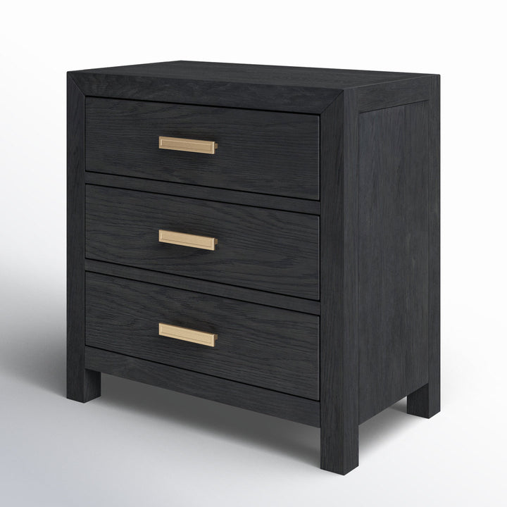 Ashdon 3 - Drawer Solid Wood Nightstand Wade Logan® Color: Charcoal