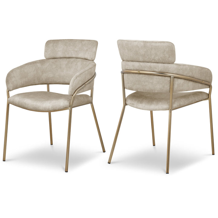 Kirshanpal Velvet Dining Chair (Set of 2) Everly Quinn Upholstery Color: Stone