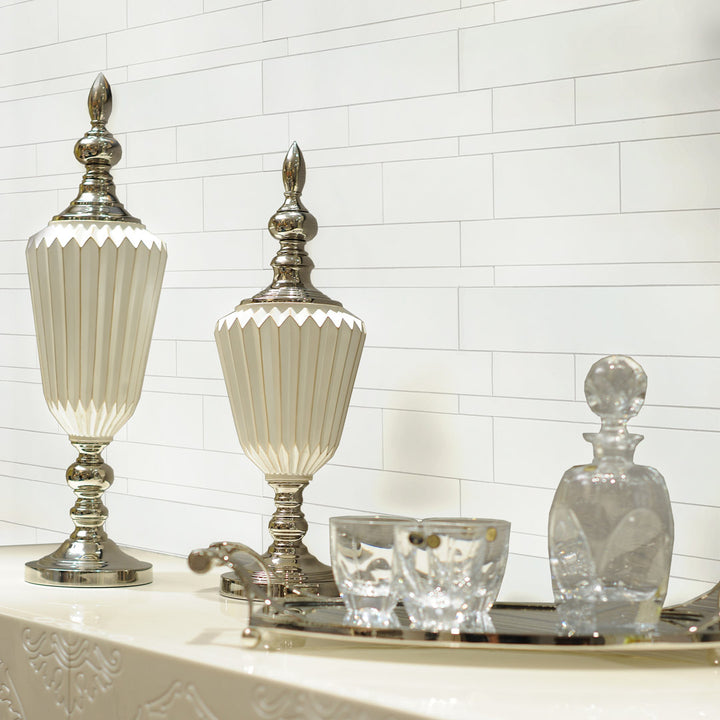 Easy Luxe 12" x 12" Stone Composite Peel & Stick Mosaic Tile (0.96 Sq. Ft. / Sheet) Bond Tile Color: White