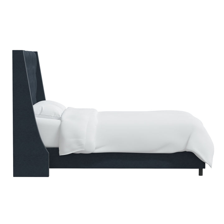 Annabel Upholstered Wingback Bed Kelly Clarkson Home Size: Full Body Fabric: Classic Navy Linen