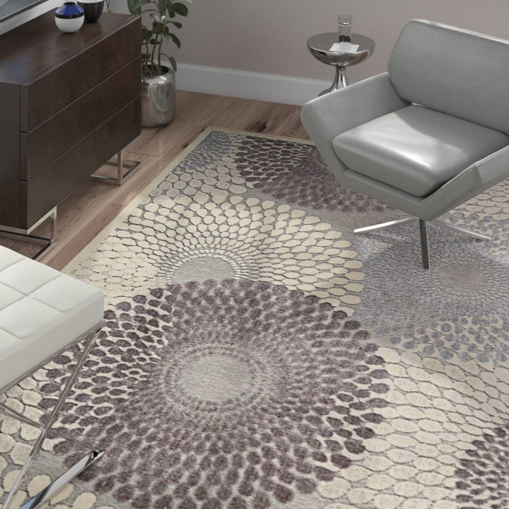 Cangelosi Geometric Gray/Ivory/Brown Area Rug Wade Logan® Rug Size: Rectangle 7'9" x 10'10"