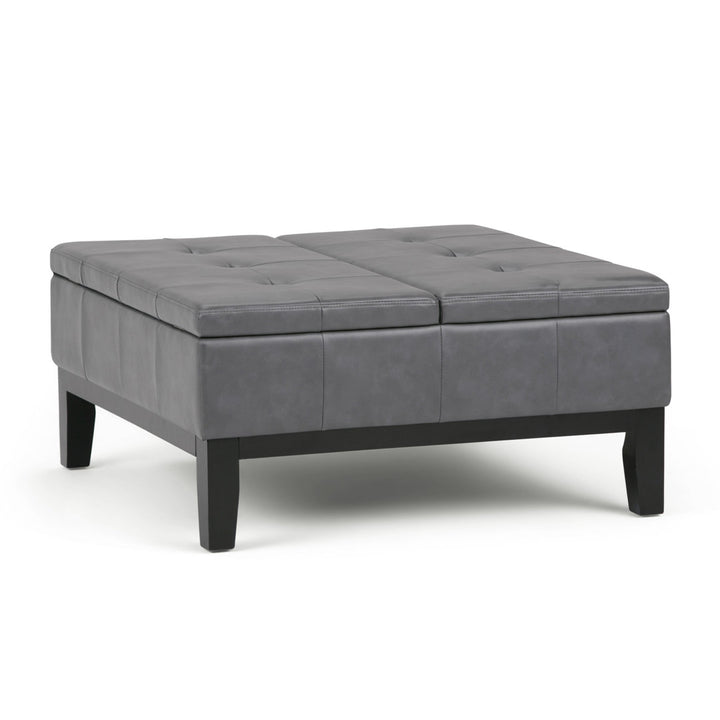 Dover Square Coffee Table Storage Ottoman,Assembled Simpli Home Fabric: Stone Gray