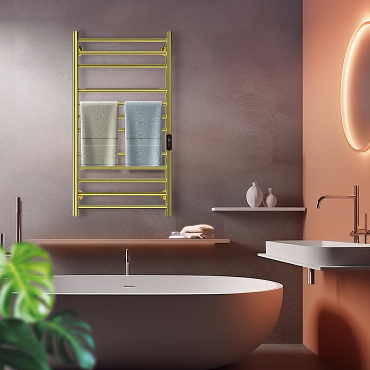 Wall Mount Heated Towel Electric Towel Warmer 12 Bars Paraheeter Finish: Mirror Gold