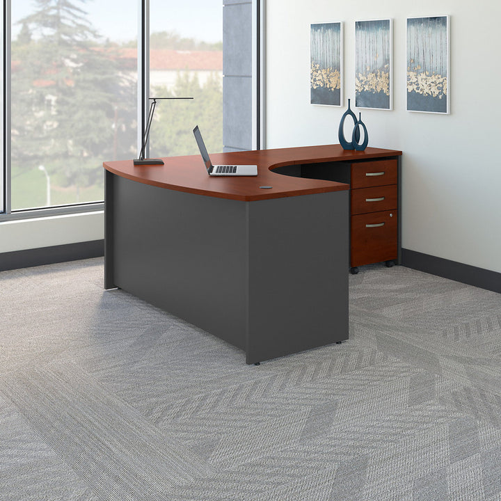 Series C L Shaped Desk with Mobile File Cabinet Bush Business Furniture Color: Hansen Cherry/Graphite Gray Orientation: Right