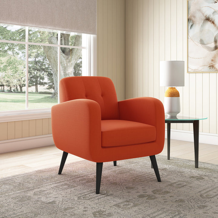 Caleena 29.5" Wide Tufted Armchair Wade Logan® Fabric: Orange Polyester