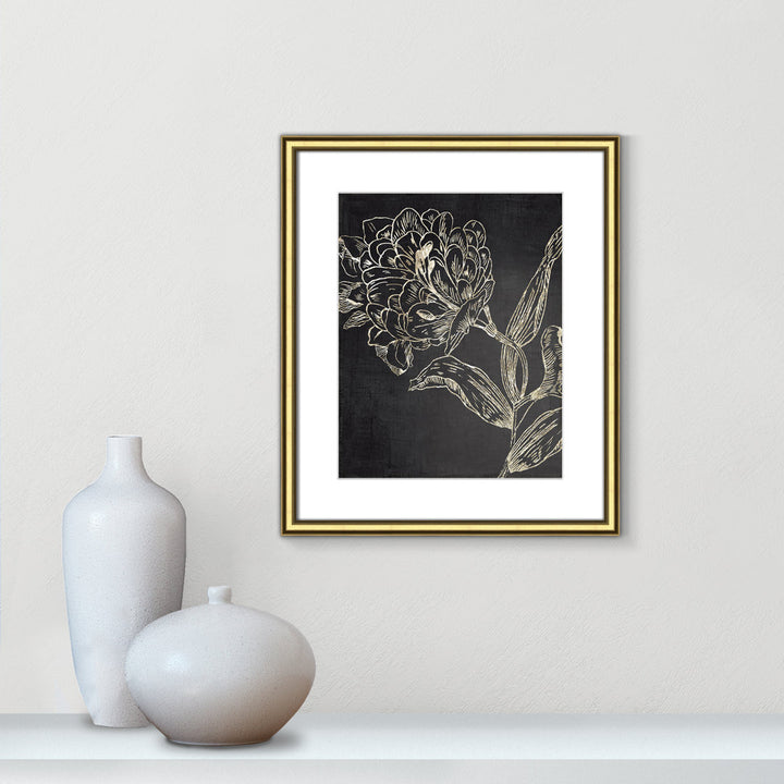 Golden Flower Folklore II by Asia Jensen - Picture Frame Graphic Art Joss & Main Size: 20.25" H x 17.25" W  Format: Gold Framed
