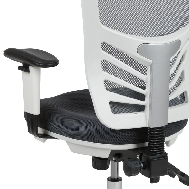 Siyer Mid-Back Mesh Ergonomic Office Chair with Adjustable Arms by Flash Furniture Flash Furniture Frame Color: White, Upholstery Color: Black