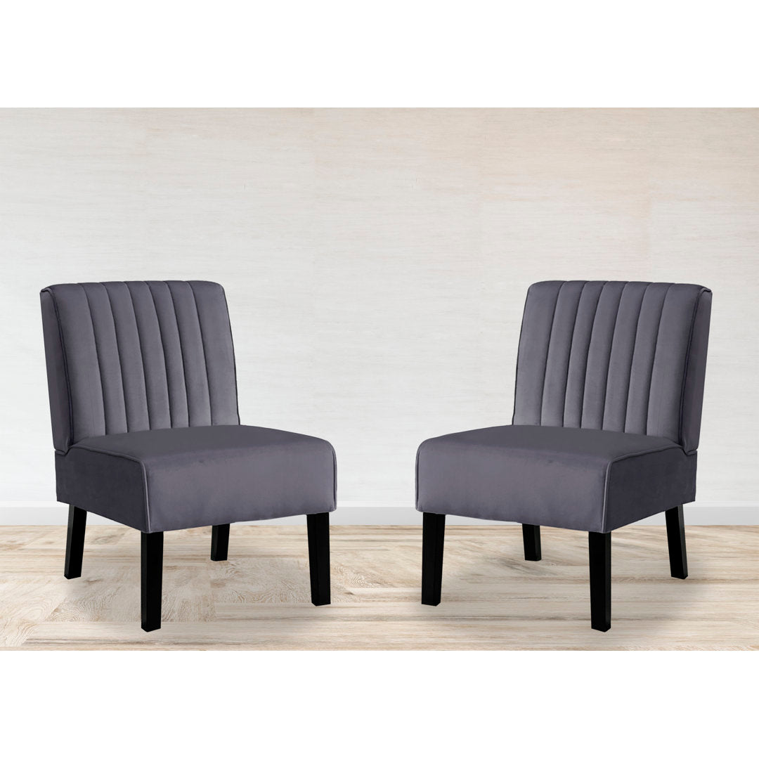 Antanina 21" Wide Velvet Slipper Chair (Set of 2) Wade Logan® Upholstery Color: Gray Velvet