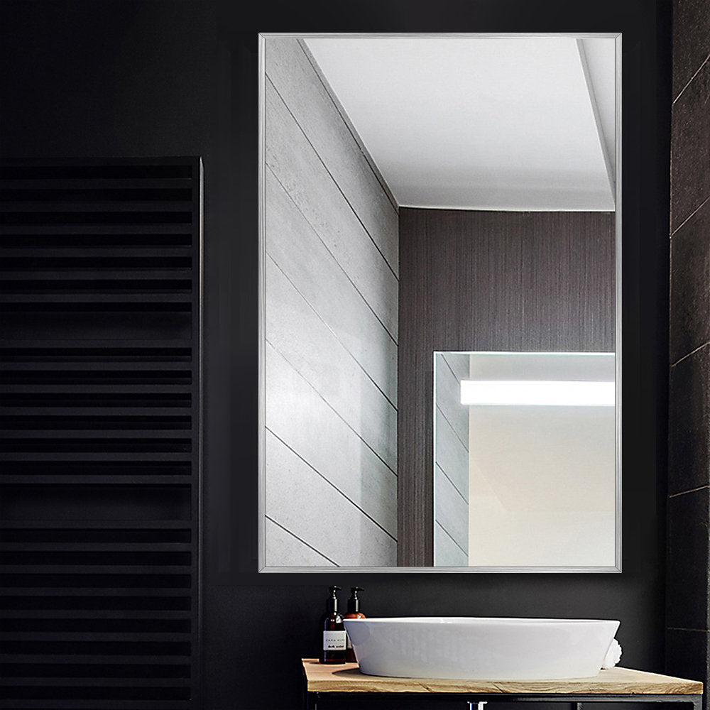 Beunca Metal Framed Bathroom Vanity Mirror Winston Porter Size: 36" x 24" Finish: Silver