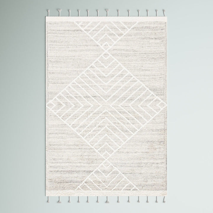 Adelia Geometric Hand Tufted Wool Beige Area Rug Steelside™ Rug Size: Rectangle 5' x 8'