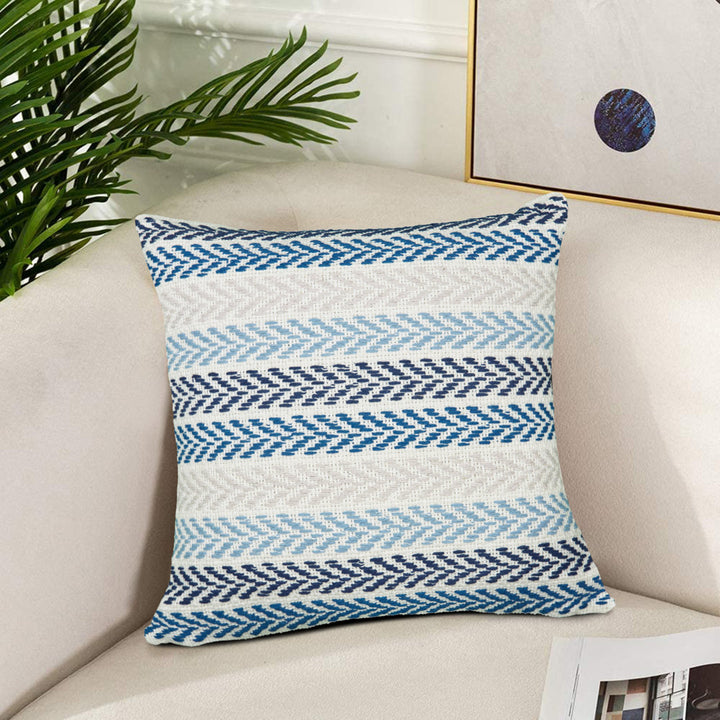 Hand-Woven Chevron Cotton Throw Pillow Rajani Home Color: Blue