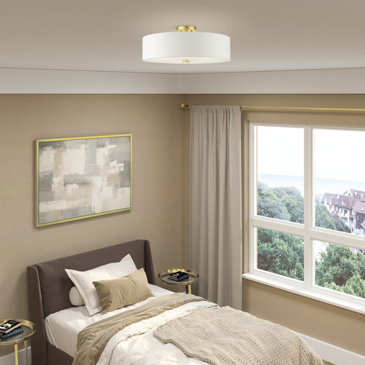 Flaire 5-Light 22" Semi Flush Mount Joss & Main Shade Color: Off-White Fixture Finish: Satin Brass
