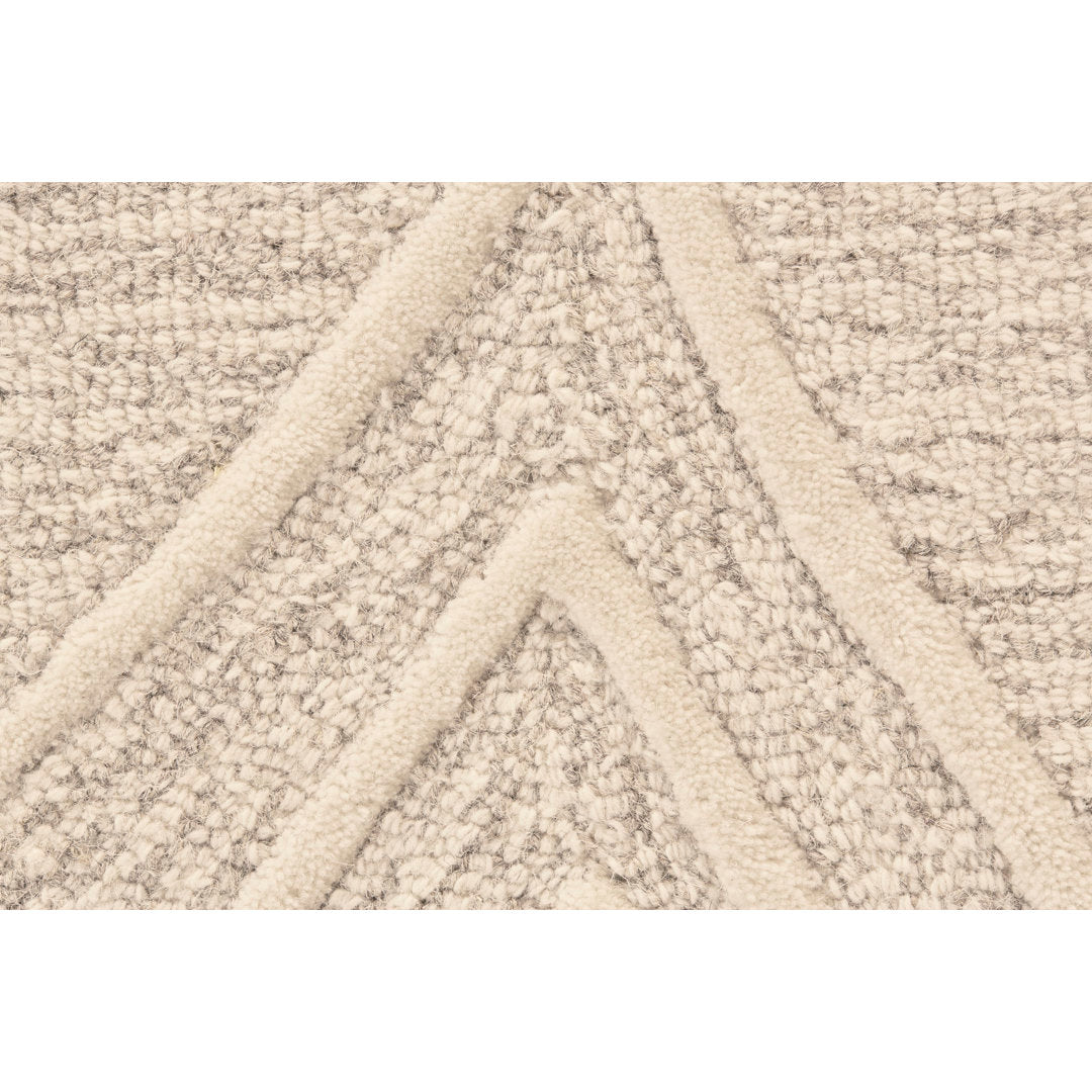 Cunningham Geometric Handmade Tufted Wool Ivory/Beige Area Rug George Oliver Rug Size: Runner 2'6" x 8'