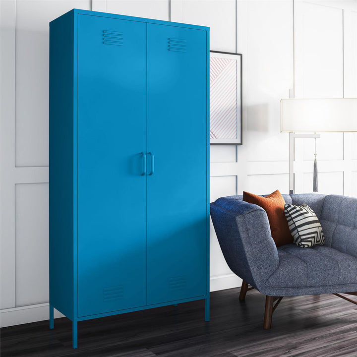 Cache 2 Door Tall Metal Locker Style Storage Cabinet Novogratz Finish: Bright Blue