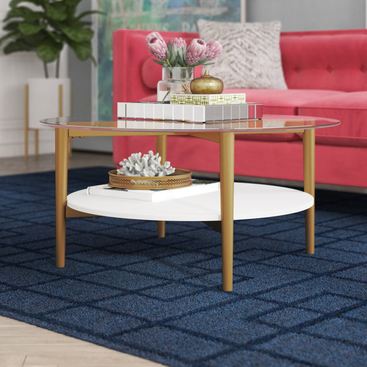 Otto 4 Legs Coffee Table with Storage Wade Logan® Table Base Color: White