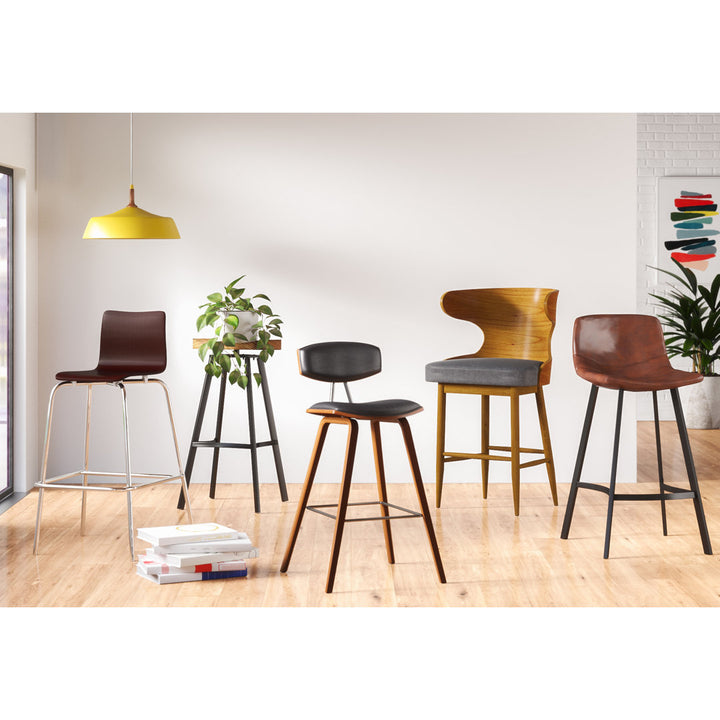 Kayenta 29" Bar Stool (Set of 2) 17 Stories Finish: Black, Upholstery: Snake Skin Brown