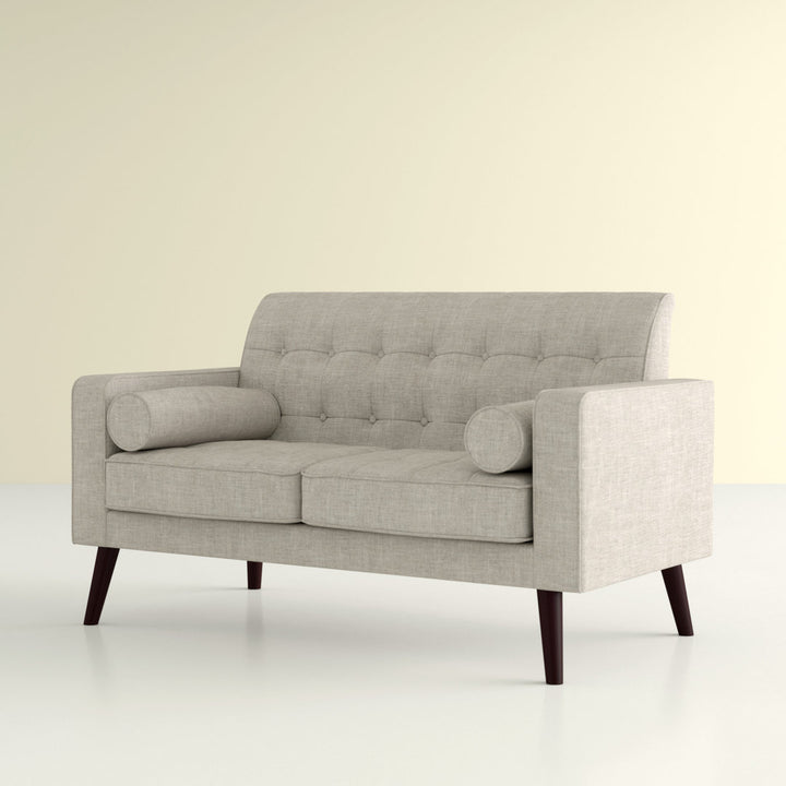 Benayah 56.3" Linen Square Arm Loveseat George Oliver Upholstery: Beige/Light Gray