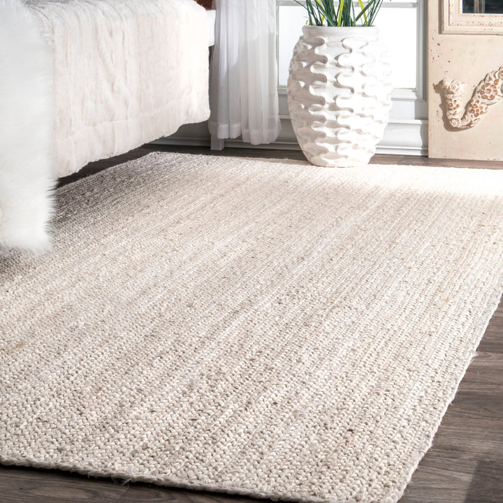 Cruise Handmade Braided Jute Area Rug in Off White Highland Dunes Rug Size: Rectangle 6' x 9'
