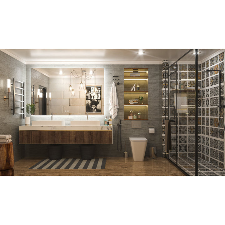 Adorna LED Backlit Frameless Lighted Bathroom Vanity Mirror Wall Mirror Dimmable Anti Fog Orren Ellis Size: 36" x 55"