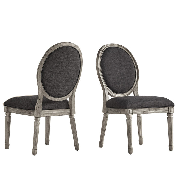 Libretto Linen Upholstered Side Chair (Set of 2) Kelly Clarkson Home Leg Color: Antique Gray Oak, Color: Dark Gray